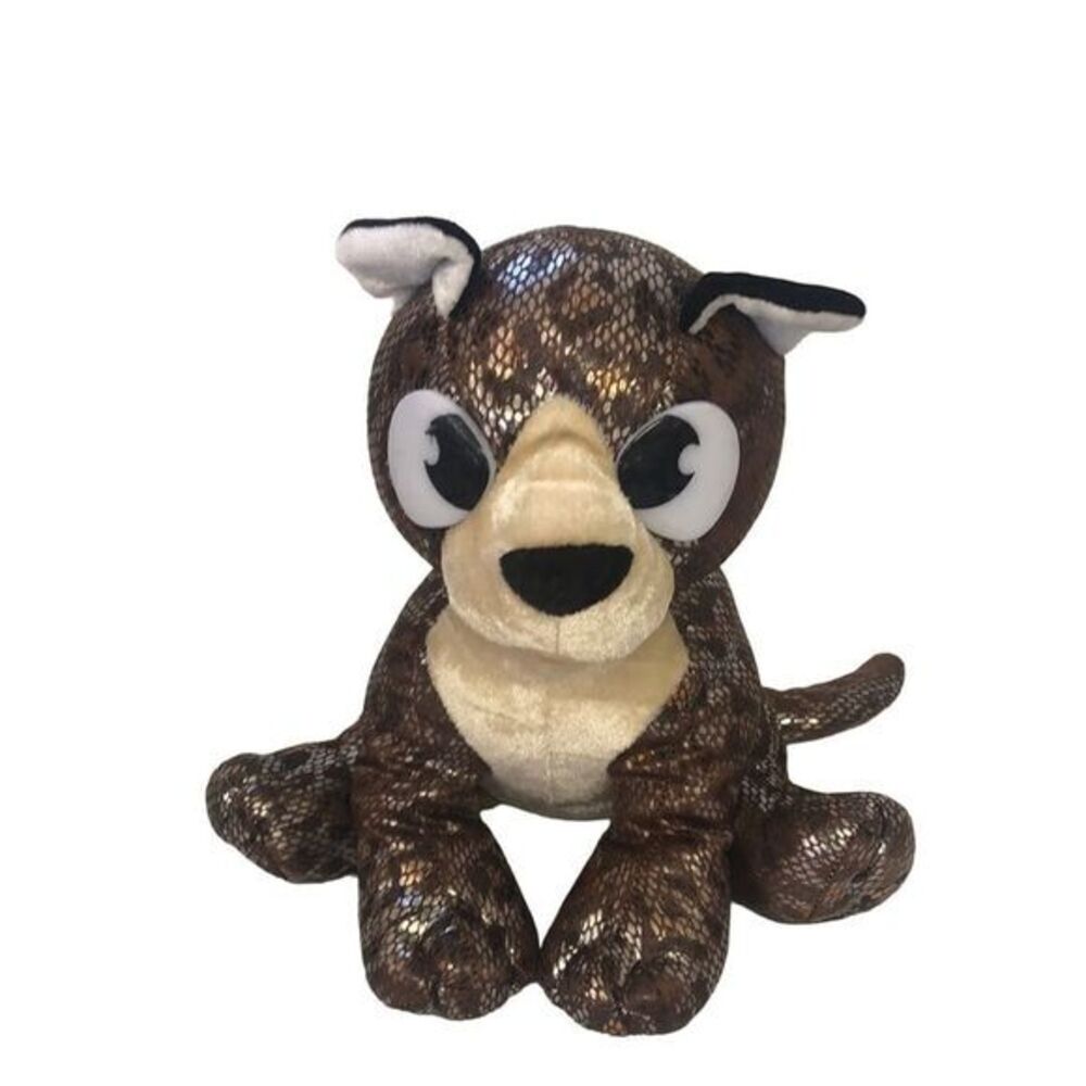 Brown Leopard Print Plush Stuffed Animal Toy Puppy Dog Sparkly‎ Spotted